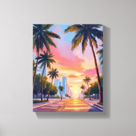 Miami-Sonnenuntergang-Palmen Leinwanddruck
