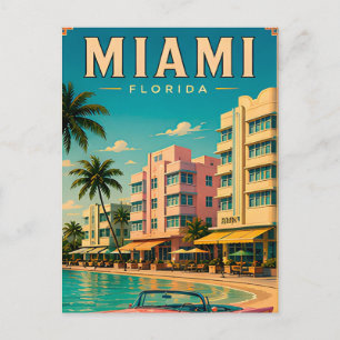🌊 Miami South Beach City Retro-Kollektion Postkarte