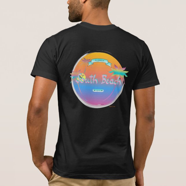 Miami-South Beach Florida, Cool Graphic Black T-Shirt (Rückseite)