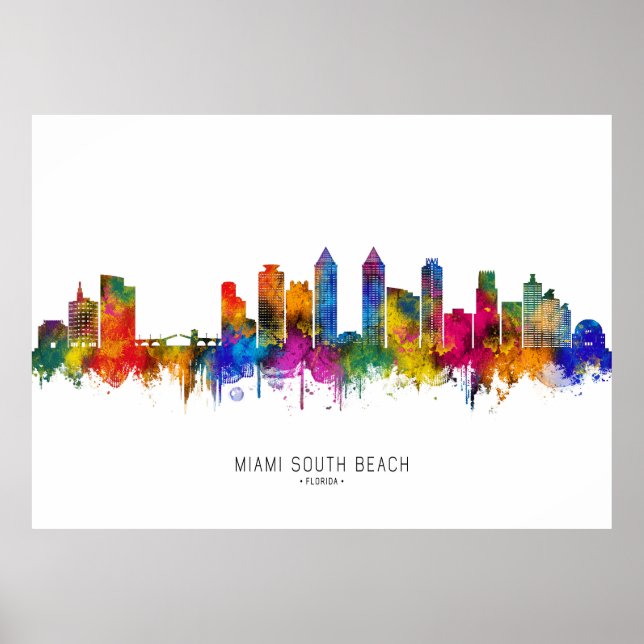 Miami South Beach Florida Skyline Poster (Vorne)