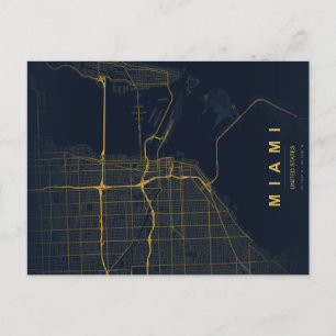Miami Stadtplan Minimale Postkarte