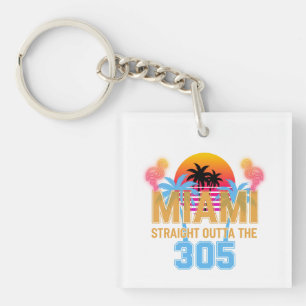 Miami Straight Outta The 305 Vintage Sonnenunterga Schlüsselanhänger