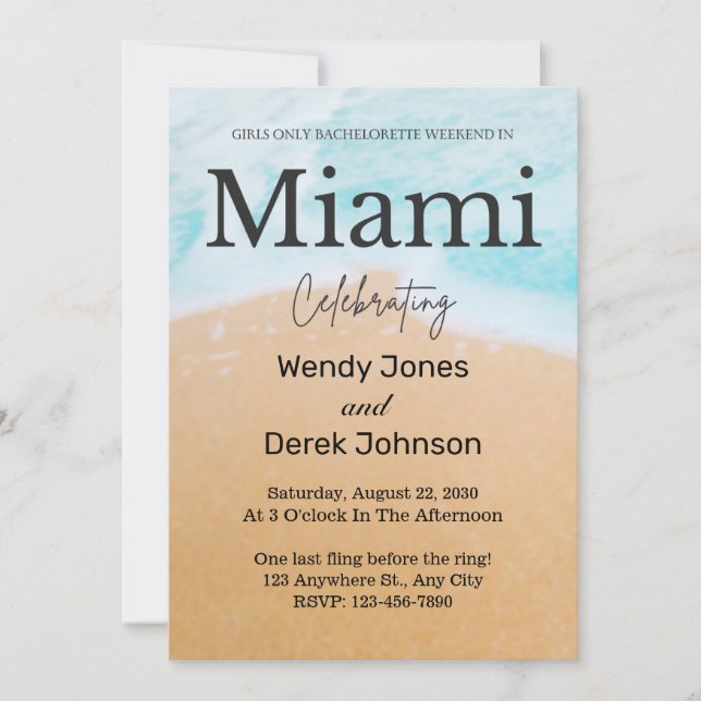 Miami Summer Girls Weekend Junggeselinnen-Abschied Einladung (Vorderseite)