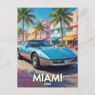 Miami Tropical Street Drive 1984 Florida Postkarte