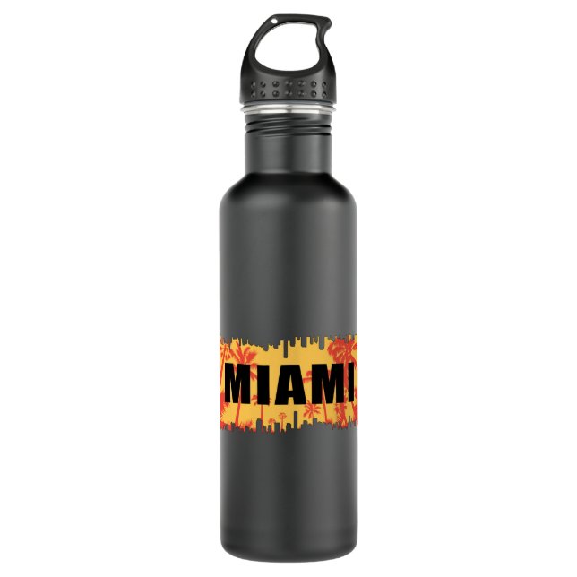 Miami USA City Cityscape Skyline Trip Funny Gift Edelstahlflasche (Vorderseite)