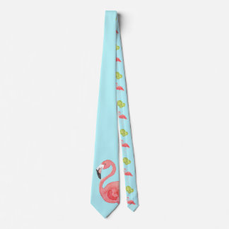 Miami Vibes Flamant rose et Limes Cravate
