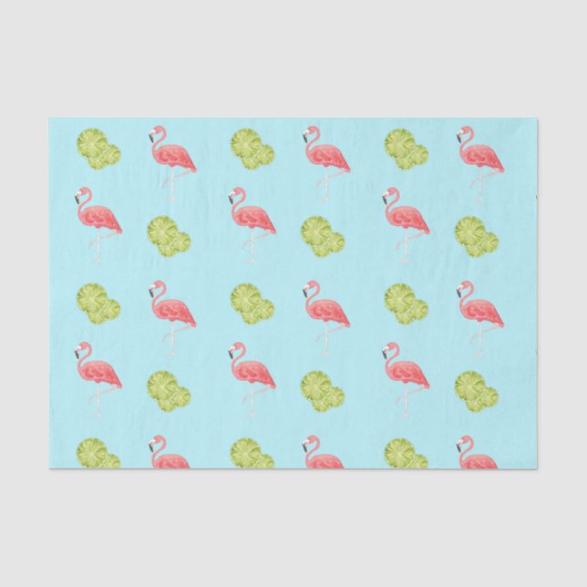 Miami Vibes Flamingo and limes Tissue Paper Seidenpapier (Vorderseite)