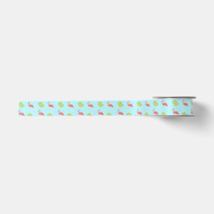 Miami Vibes Flamingo und Limes Ribbon Satinband