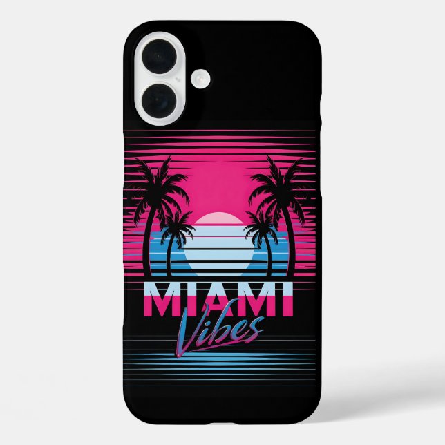 Miami Vibes Postcard iPhone 16 Plus Hülle (Rückseite)