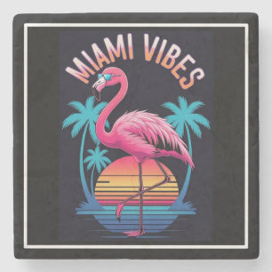 Miami Vibes Sommer Flamingo Design-63454 Steinuntersetzer