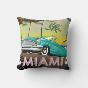 Miami Vintag Retro Reiseaufdruck Kissen