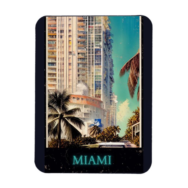 Miami Vintage Poster Magnet (Vertikal)