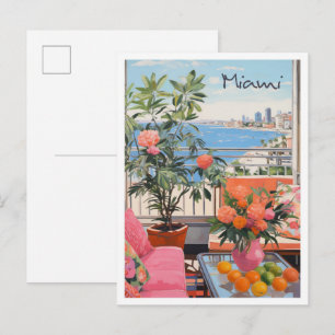Miami Vintage Reise Kunst Postkarte