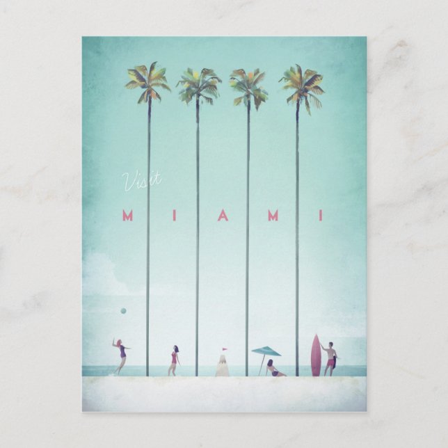 Miami Vintage Reiseplakat - Art Postkarte (Vorderseite)