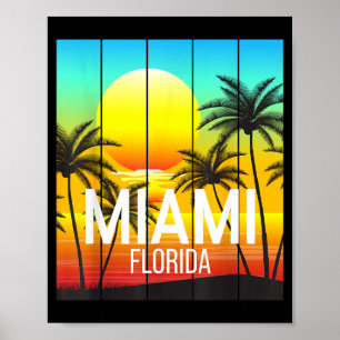 Miami Vintage Sonnenuntergang Palme Tropisch Miami Poster