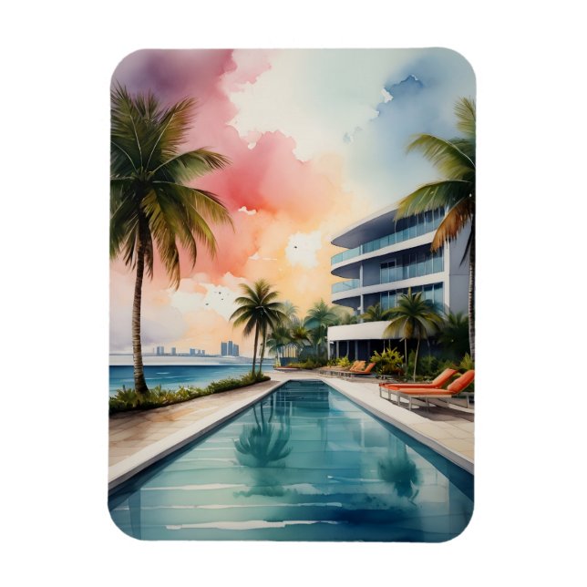 Miami Wasserfarbkunst Magnet (Vertikal)