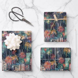 Miami zu Weihnachten und Neujahr in Wasserfarben Geschenkpapier Set