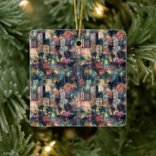 Miami zu Weihnachten und Neujahr in Wasserfarben Keramikornament
