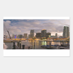 MiamifinanzSkyline an der Dämmerung Rechteckiger Aufkleber