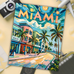 Miamis Ocean Drive Art in Van Gogh's Style Travel Postkarte