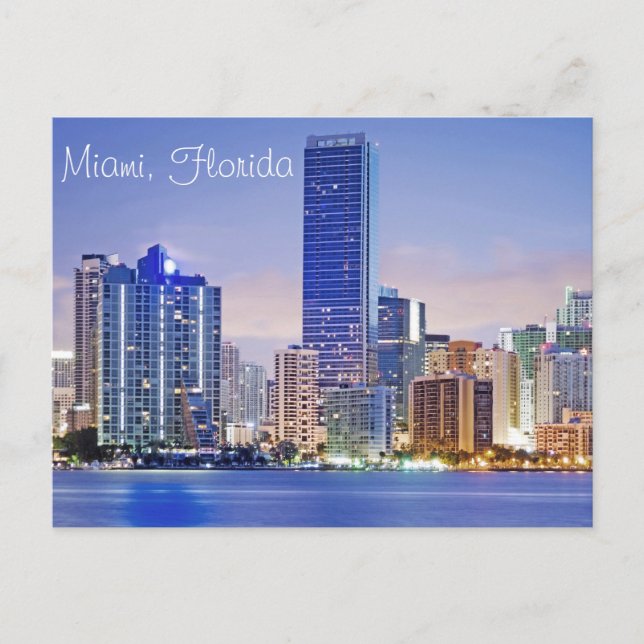 Miamis Skyline an der Brickell Avenue Postkarte (Vorderseite)