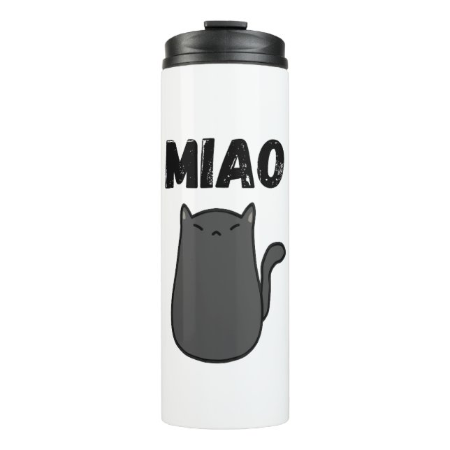 MIAO Black Cat Wiederverwendbare Trinkflasche Thermosbecher (Vorderseite)