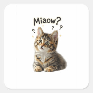 Miaow ?   Autocollant de chat drôle pour les amour