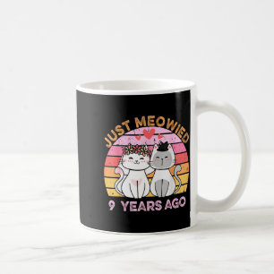 Miau 9 Jahre verheiratet Katzen 9. Hochzeit Kaffeetasse