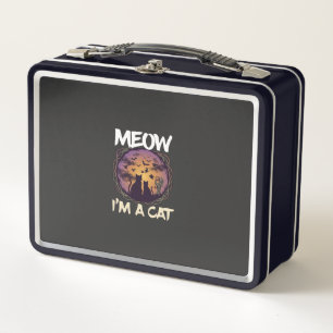 Miau bin Katze Halloween Nacht Hexe Kürbis_1 Metall Brotdose