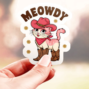 Miau-Cowgirl-Katze Vinyl Aufkleber