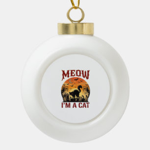 Miau-Katze Halloween Schwarz Friedhof_1 Keramik Kugel-Ornament
