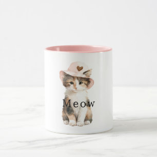 Miau Katze Rosa Hut Herz Tasse