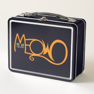 Miau-Katze-Typografie ORANGE Metall Brotdose