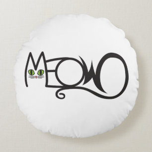 Miau-Katze-Typografie Rundes Kissen
