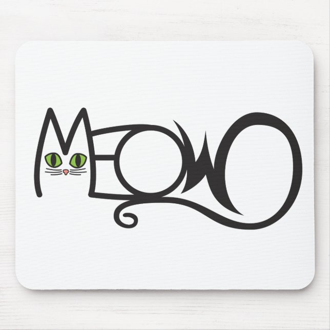 Miau-Katzen-Typografie Mousepad (Vorne)
