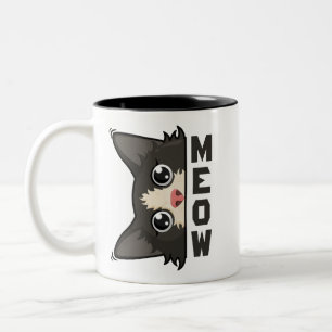 Miau Lustige Smoking-Katze beobachtet Pun  Zweifarbige Tasse
