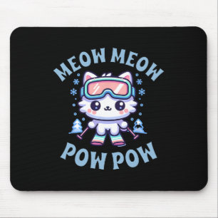 Miau Miau Pow Pow Süße Kawaii Skifahrende Katze Mousepad