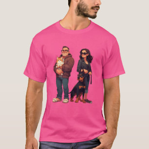 Miau & Muskeln – Lustiger Katzenpapa & Dobermann-M T-Shirt