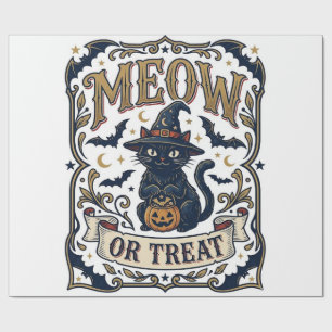 Miau oder Behandle Halloween-Katze Gruselige Katze Geschenkpapier