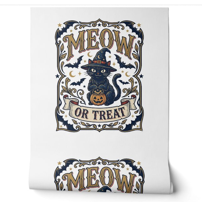 Miau oder Behandle Halloween-Katze Gruselige Katze Tapete (Abrollen)