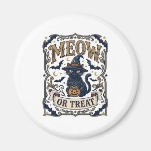 Miau oder Behandle Katze Halloween Gruselige Katze Magnet