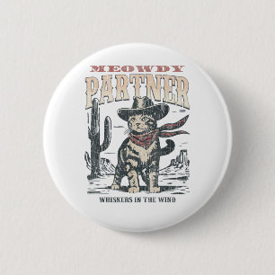 Miau Partner Cowboy Katze Button
