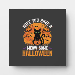 Miau-tastisches Halloween-Schwarze Katze Fotoplatte