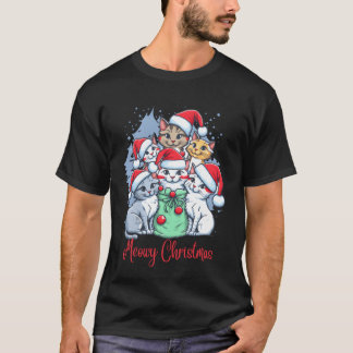 Miau Weihnachten Christmas Katze retro T-Shirt