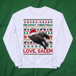 Miau-Weihnachten-Hässliches-Schweatshirt-Haustier- Sweatshirt