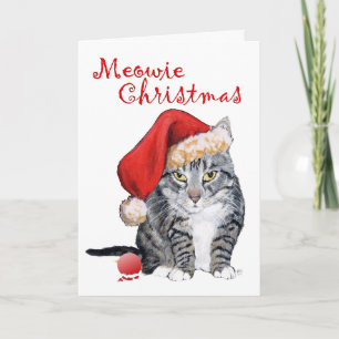 Miau Weihnachten Streifenkatze Karte