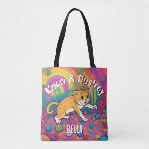 Miau & Zerstöre Personalisierte Lustige Katze Tasche