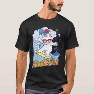 Miauabunga Coole Katze mit Brille Cowabunga Surfen T-Shirt