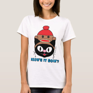 MIAU'S GANG? Schwarze Katze mit Sockenaffen-Hut T-Shirt