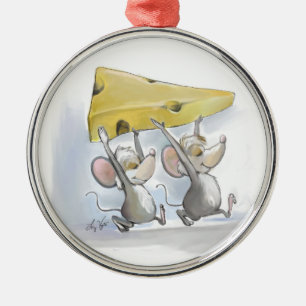 Mic & Mac Bringen den Käse herein Rundornament Silbernes Ornament